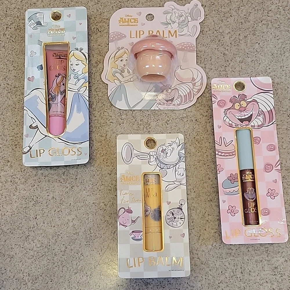 Alice in Wonderland Lip Gloss and Balm 4 Piece Set